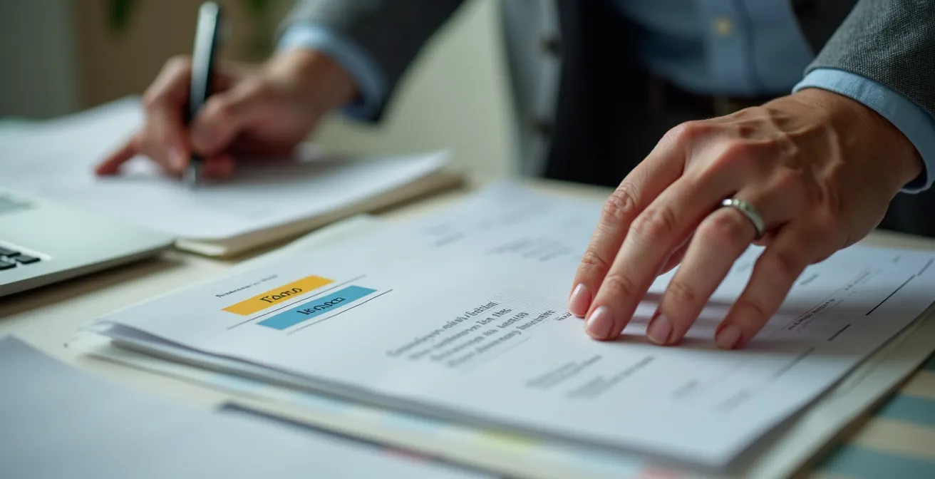 Organisation méthodique des documents de retraite sur un bureau avec checklist visible