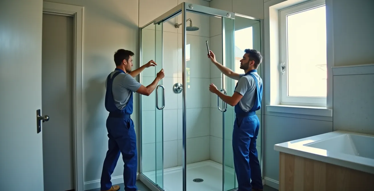 Installation d'une cabine de douche préfabriquée dans une salle de bain senior