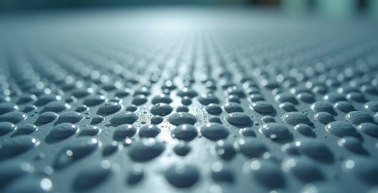 Texture antidérapante d'un revêtement de sol de salle de bain pour senior